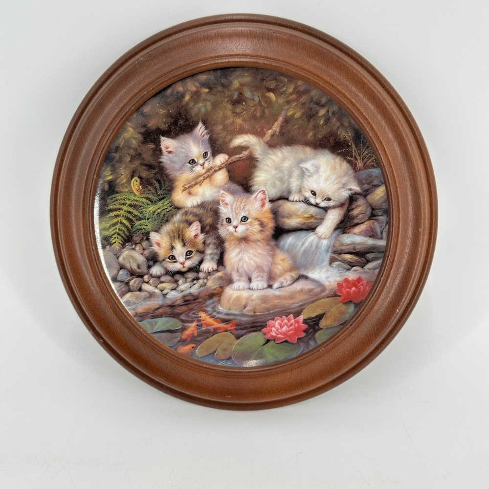 Bradex Kahla Jurgen Scholz Kitten Collector Plate Am Seerosenteich Framed 1996